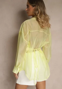 Żółta Koszula Ozdobiona Przezroczystymi Rękawami Tilaria