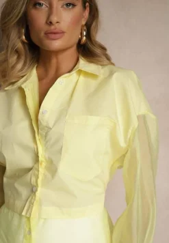 Żółta Koszula Ozdobiona Przezroczystymi Rękawami Tilaria