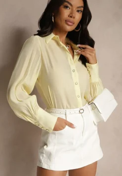 Żółta Koszula z Wiskozą w Klasycznym Stylu Linadria