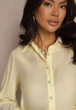 Żółta Koszula z Wiskozą w Klasycznym Stylu Linadria