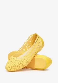 Żółte Balerinki Koronkowe Sham