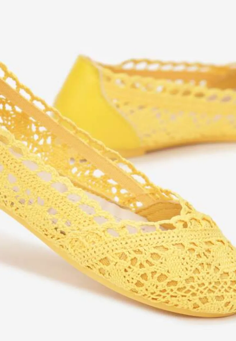 Żółte Balerinki Koronkowe Sham