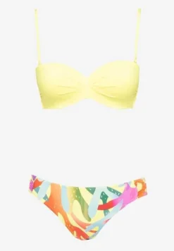Żółte Bikini Marszczony Biustonosz i Majtki Typu Figi Salenthia