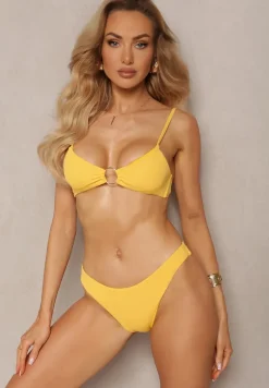 Żółte Bikini Ozdobione Okrągłą Klamrą Przy Biustonoszu Carisia