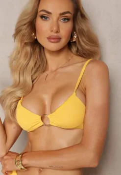 Żółte Bikini Ozdobione Okrągłą Klamrą Przy Biustonoszu Carisia