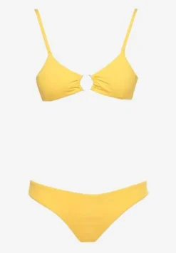 Żółte Bikini Ozdobione Okrągłą Klamrą Przy Biustonoszu Carisia