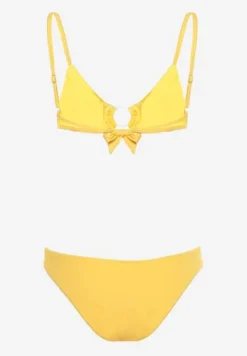 Żółte Bikini Ozdobione Okrągłą Klamrą Przy Biustonoszu Carisia