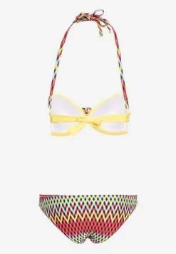 Żółte Bikini Push Up z Figami w Mozaikowy WzórMalandra