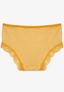 Żółte Koronkowe Majtki Figi z Bawełny Kathrin