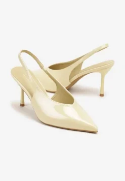 Żółte Lakierowane Sandały na Szpilce Typu Slingback Addoxie