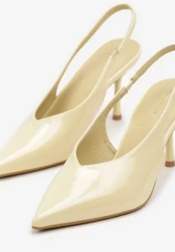 Żółte Lakierowane Sandały na Szpilce Typu Slingback Addoxie