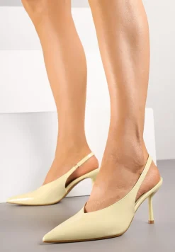 Żółte Sandały Slingback Vices na Obcasie Typu Szpilka Tilionea