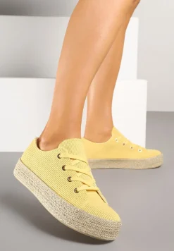 Żółte Trampki Ozdobione Plecionką Filatera