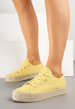 Żółte Trampki Ozdobione Plecionką Filatera