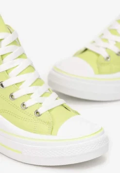 Żółte Trampki z Wysoką Cholewką na Platformie Layun