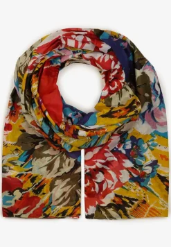 Żółto-Czerwony Bawełniany Szalik Apaszka z Modnym Wzorem Xorria