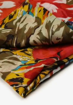 Żółto-Czerwony Bawełniany Szalik Apaszka z Modnym Wzorem Xorria