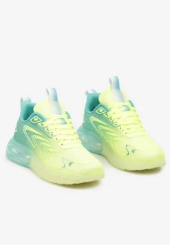 Żółto-Zielone Buty Sportowe Sneakersy na Płaskiej Podeszwie ze Sznurowaniem Risannie