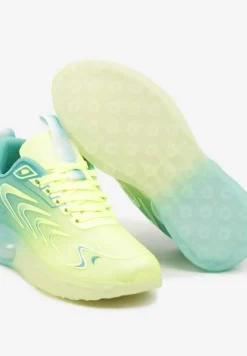 Żółto-Zielone Buty Sportowe Sneakersy na Płaskiej Podeszwie ze Sznurowaniem Risannie