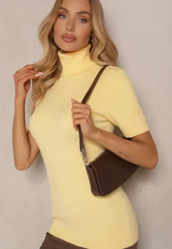 Żółty Golf z Dodatkiem Kaszmiru i Krótkim Rękawem Edirana