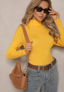 Żółty Klasyczny Golf Prążkowany Solrelia