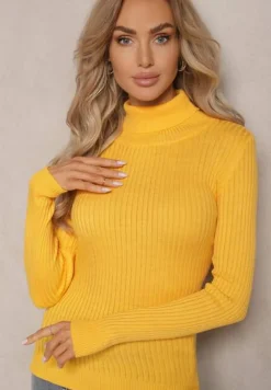 Żółty Klasyczny Golf Prążkowany Solrelia