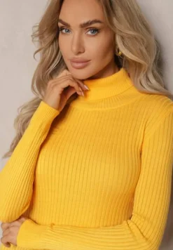 Żółty Klasyczny Golf Prążkowany Solrelia