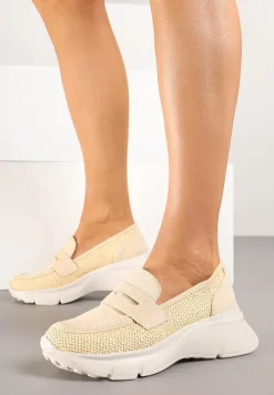 Wielokolorowe Półbuty na Platformie Ozdobione Plecionką Fallesa