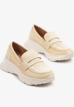 Wielokolorowe Półbuty na Platformie Ozdobione Plecionką Fallesa