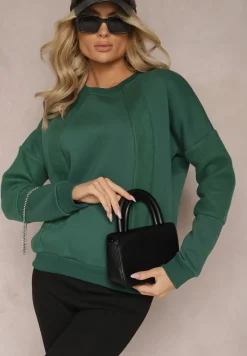 Zielona Bawełniana Bluza z Łańcuszkiem Eleutia