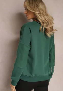 Zielona Bawełniana Bluza z Łańcuszkiem Eleutia