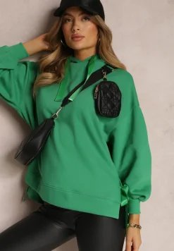 Zielona Bluza Oversize z Kapturem Liiza