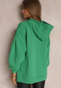 Zielona Bluza Oversize z Kapturem Liiza