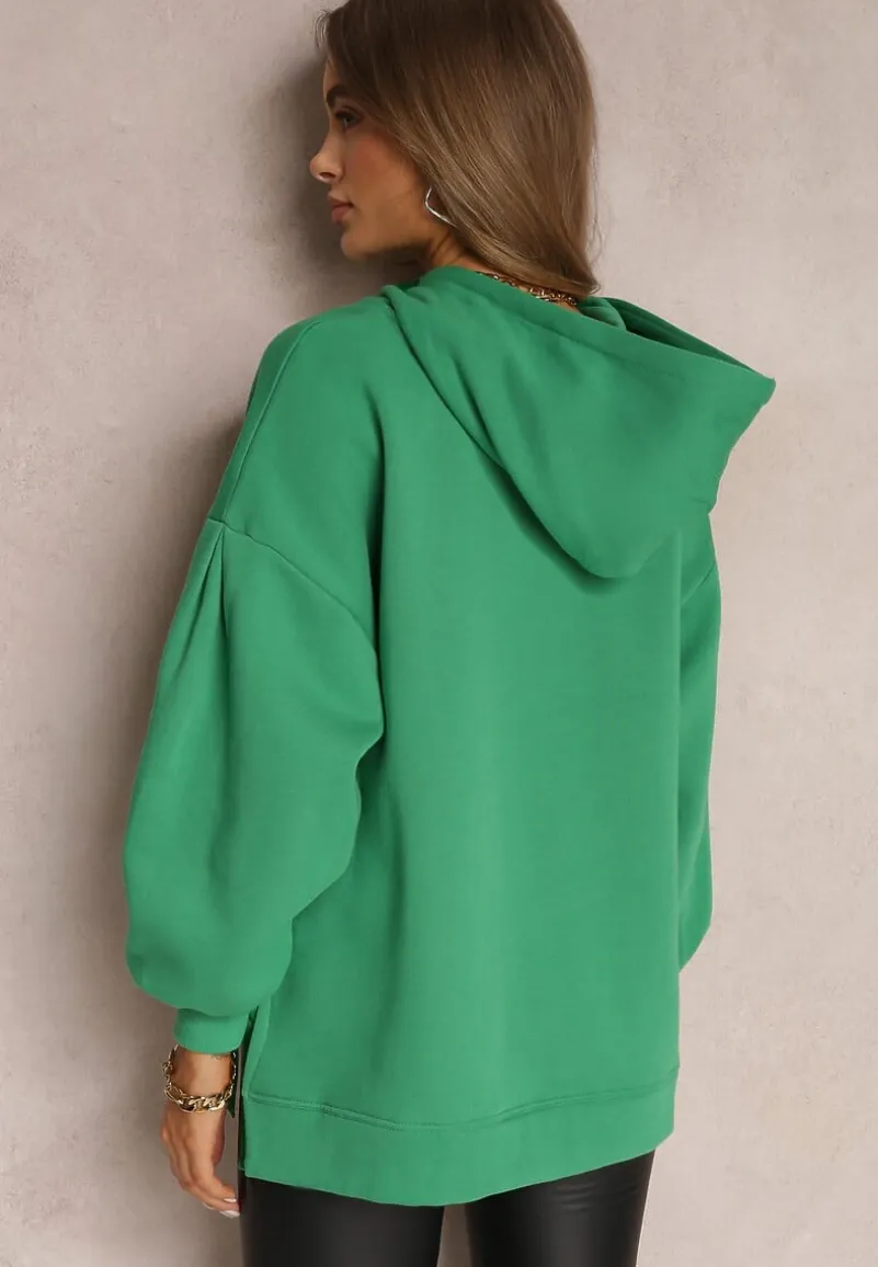 Zielona Bluza Oversize z Kapturem Liiza
