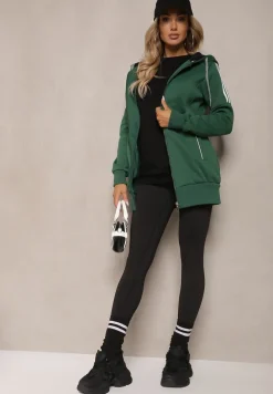 Zielona Długa Bluza z Kapturem Linithra