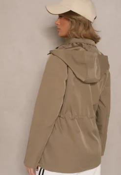 Zielona Kurtka o Kroju Parki z Odpinanym Kapturem Zdobiona Zamkami Norloti