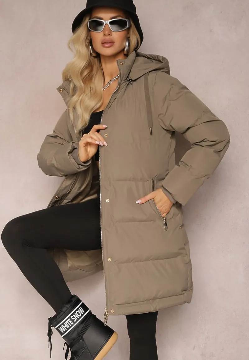 Zielona Kurtka przed Kolano z Klasycznym Pikowaniem Amusana