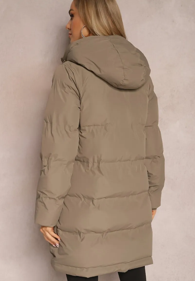 Zielona Kurtka przed Kolano z Klasycznym Pikowaniem Amusana