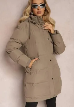 Zielona Kurtka przed Kolano z Klasycznym Pikowaniem Amusana