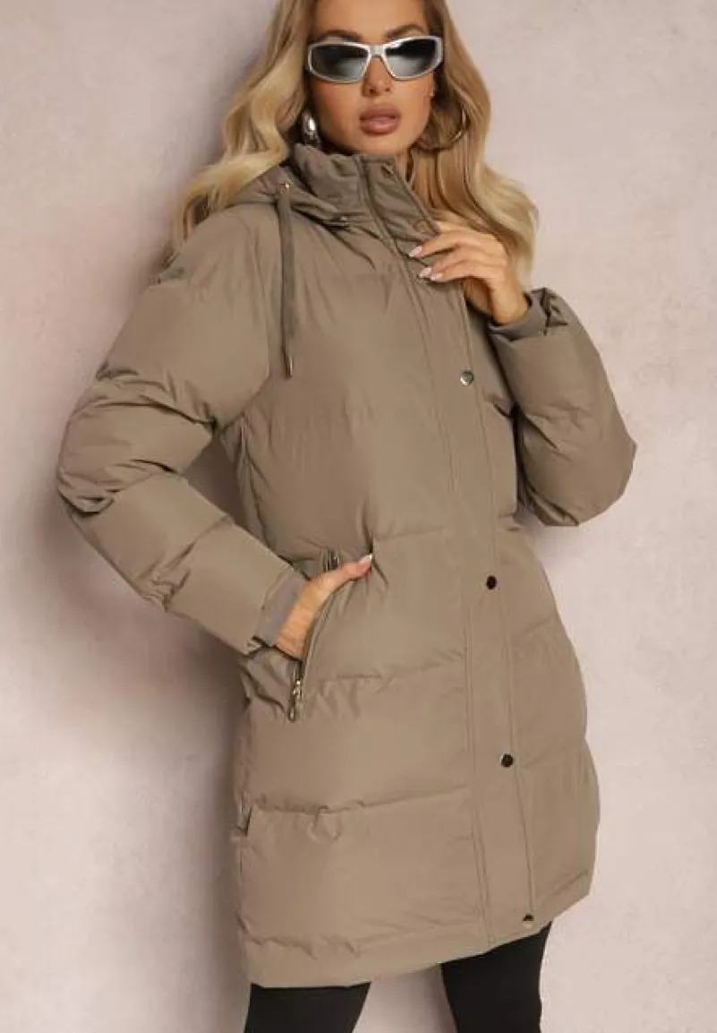 Zielona Kurtka przed Kolano z Klasycznym Pikowaniem Amusana