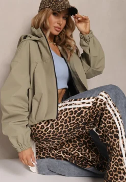 Zielona Kurtka w Stylu Streetwear z Kapturem Oversize Nativiona