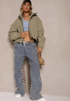 Zielona Kurtka w Stylu Streetwear z Kapturem Oversize Nativiona