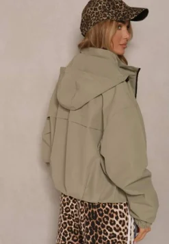 Zielona Kurtka w Stylu Streetwear z Kapturem Oversize Nativiona