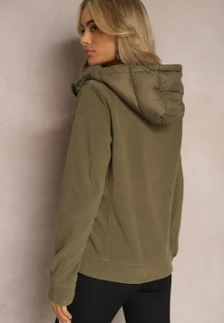 Zielona Kurtka z Kapturem Ozdobiona Skośnym Pikowaniem Faneli