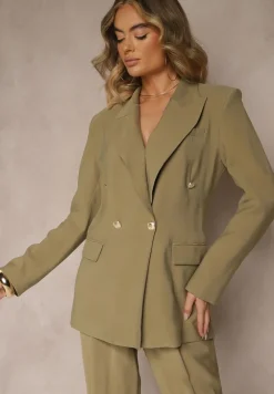 Zielona Marynarka Basic z Modalu Dwurzędowa Mavire