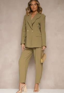 Zielona Marynarka Basic z Modalu Dwurzędowa Mavire