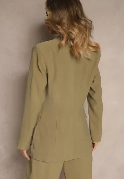 Zielona Marynarka Basic z Modalu Dwurzędowa Mavire