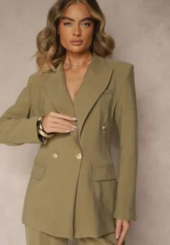 Zielona Marynarka Basic z Modalu Dwurzędowa Mavire