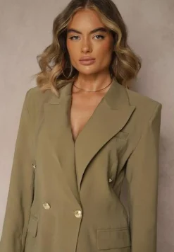 Zielona Marynarka Basic z Modalu Dwurzędowa Mavire