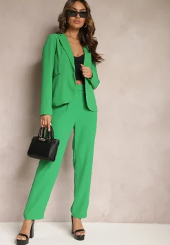 Zielona Marynarka o Klasycznym Fasonie z Jednym Guzikiem Pevira